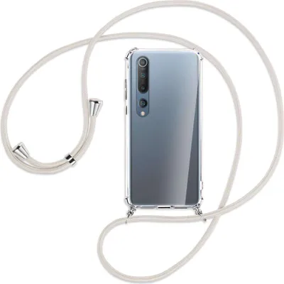 Produktbild von Handykette Backcover-Schutzhülle mit Band (Metall silberfarben) für Xiaomi Mi 10 (Pro) - broken white