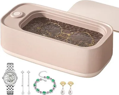 Immagine prodotto di Macchina per la pulizia a ultrasuoni portatile per gioielli e occhiali, 45.000 Hz, con base in gomma