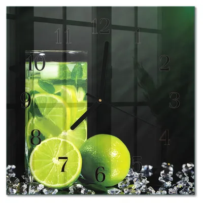 Produktbild von Tulup Glasuhr Wanduhr Küchenuhr Echt-Glas 30x30 cm Modern Dekorativ Geräuschlos Schwarzen Zeigern - Kalziumkarbonat