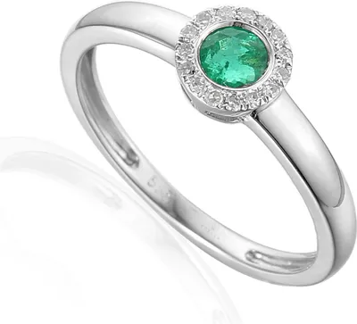 Produktbild von 585er Weißgold Damenring mit Smaragd 0,23ct. und Diamanten 0,09ct. Gr. 54