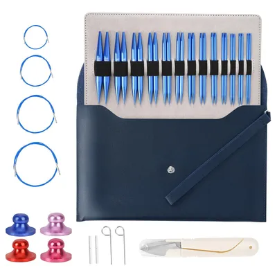 Produktbild von Stricknadelset, austauschbar, 13 Paar, 3–10 mm, hochwertiges Aluminium