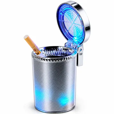 Produktbild von D98C KFZ Autoaschenbecher mit LED Beleuchtung – Rauchfreier Aschenbecher für Getränkehalter, Gluttöter, Geruchsdicht, Universal 12V
