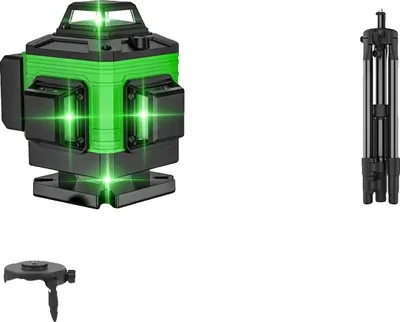 Zdjęcie produktu dla Poziomica laserowa, technologia 4D, pilot zdalnego sterowania, zestaw zielony -- torba materiałowa