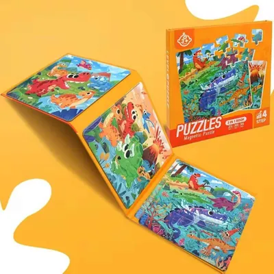 Produktbild von Habarri | Magnetpuzzles - Baufahrzeuge - Motiv Welt der Dinosaurier - Stufe 4 - Magnet Puzzles ab 3 Jahren - Magnetspiel - Reisespiel