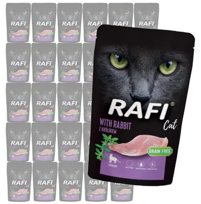 Produktbild von Rafi Cat Adult mit Kaninchen 30x100g Getreidefreies Nassfutter für kastrierte Katzen