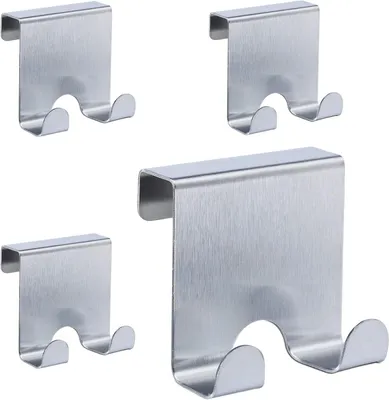 Produktbild von Edelstahl-Hängehaken - Set mit 8 Stück - Ohne Bohren - Aufhängehaken für Schlafzimmer, Küche und Badezimmer - 6,5 x 7 x 5 cm - Silber
