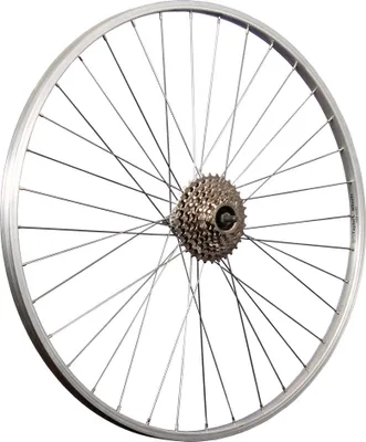Produktbild von 28 Zoll Fahrrad Hinterrad Aluminiumfelge mit 8 fach Schraubkranz silber V-Brake