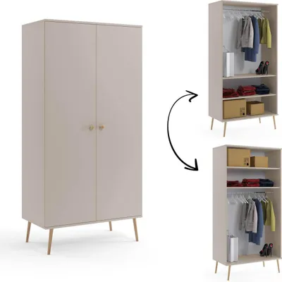 Produktbild von Drehtürenschrank Bolea 2D 100 cm mit Kleiderstange - Kaschmir