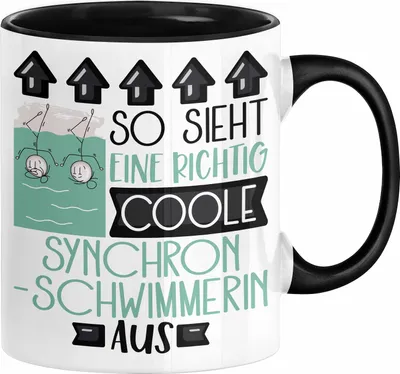 Produktbild von Synchronschwimmerin Geschenk Tasse Geschenkidee für Synchronschwimmerin Geburtstag Weihnachten Spruch So Sieht Eine Richtig Coole Synchronschwimmerin Aus Kaffee-Becher  (Schwarz)