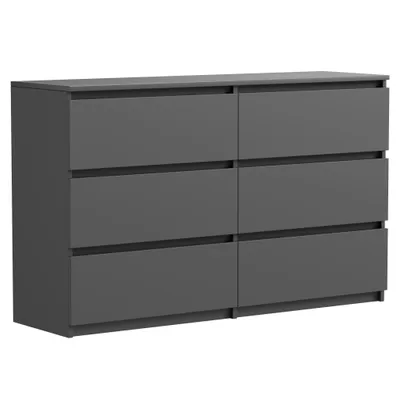 Produktbild von Kommode Schubladenkommode Schwarz Matt 100 cm mit 6 Schubladen modern geräumig für Wohnzimmer Schlafzimmer