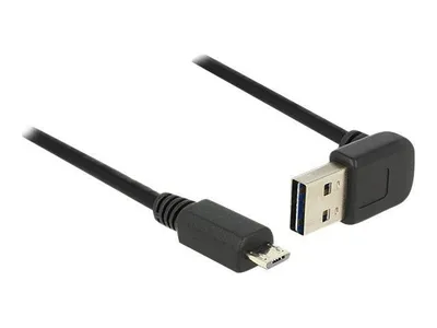 Produktbild von EASY USB 2.0 Kabel A Stecker oben/unten gewinkelt  micro B Stecker schwarz - Länge: 5,0 m
