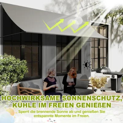 Produktbild von LZQ Markise, Fallarmmarkise einziehbar, 400 x 145 cm, UV-Schutz & wetterfest, Sonnenschutz für Balkon Terrasse Fenster, inkl. Montagematerial, Grau
