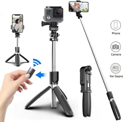 Produktbild von 3 v 1 Bluetooth selfie tyč stativ 360° rotace Rozšiřitelný monopod s bezdrátovým dálkovým ovládáním pro iPhone Android iOS iPhone Huawei selfie tyče