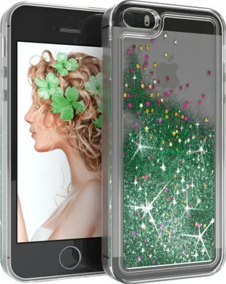 Produktbild von EAZY CASE - Glitzer Hülle kompatibel mit Apple iPhone SE 2016, iPhone 5 / 5S Glitzer Schutzhülle, Soft Case, Backcover Transparent mit Motiv