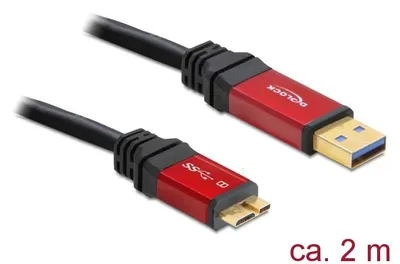 Immagine prodotto di Cavo Delock da connettore USB 3.0 Tipo A a connettore USB 3.0 Tipo Micro-B, 2 m, Premium