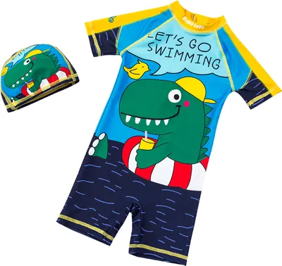 Produktbild von Vivi Idee Kinder Badeanzug Jungen 1-3 Jahre UPF 50+ UV Schutz Bademode Set Einteiler, Krokodil Schwimmanzug mit Badekappe für Wassersport 92-98
