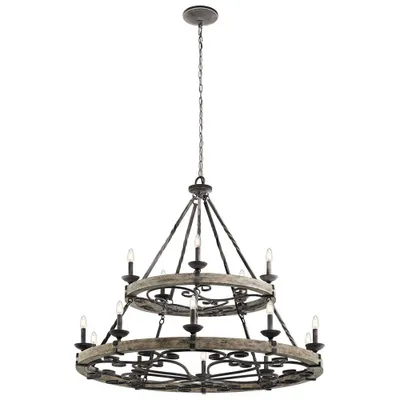 Produktbild von Elstead Taulbee Kronleuchter E14 15-fach 99cm Verwittertes Zink