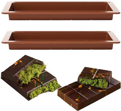 Productafbeelding van Ibenzoa® 2-delige set diepe siliconen bonbonvormen met geïntegreerde chocoladeopslag – BPA-vrij, hittebestendig, herbruikbaar voor snoepjes en creatieve chocoladeprojecten