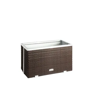 Produktbild von Rattan-Pflanzkübel mit Alubeschlägen Braun 70 x 38 x 40 cm