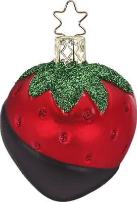 Produktbild von Christbaumschmuck Anhänger Glas Schoko Erdbeere 6,5cm Rot