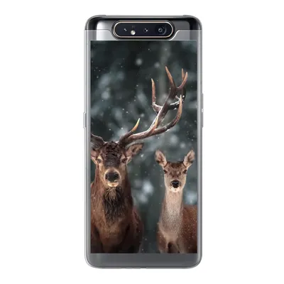 Produktbild von MuchoWow® Handyhülle Schutzhülle Hülle für Samsung Galaxy A80 Hirsche - Tiere - Winter - Geweih - Schnee - Natur Silikon Softcase Handy Hülle - Schutzdeckel