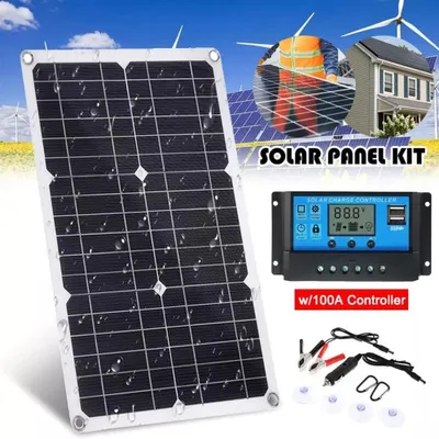 Obrázek produktu pro Sada solárního panelu 20 W, solární modul, solární nabíječka s USB pro karavany, obytné vozy a lodě