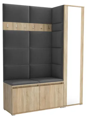 Produktbild von Garderobe LUTON 7 SONOMA 15 - Farbe: Sonomaholz, moderne Garderobe 40x145x186 cm, funktionelle Lösung für den Flur, Garderobe, Möbel für den Flur,