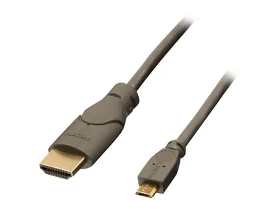 Produktbild von Lindy 0.5m HDMI - USB 2.0 Micro B M/M, 0,5 m, HDMI, Micro USB, 1920 x 1080 Pixel, Schwarz, Anthrazit, Männlich/Männlich