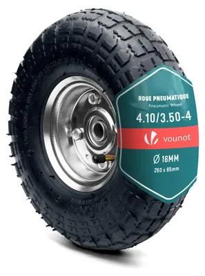 Produktbild von VOUNOT® Schubkarrenrad Luftreifen 3.50-4, Innenloch Ø16mm, 260x85mm