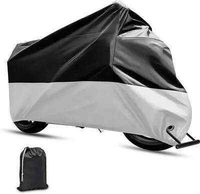 Image de Housse imperméable pour capot - Protection en tissu résistante aux UV - Pour l'extérieur - Scooter/moto - Noir/argent.