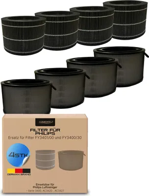 Produktbild von Comedes Ersatzfilter Set (4x Komplett Set) einsetzbar statt Philips FY3400/30 und FY3401/00 | passend für AC3420 & AC3421 Luftreiniger
