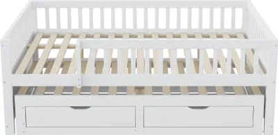 Produktbild von STILVORA Schlafsofa Kinderbett 140×200 mit 2 Schubladen,Jugendbett Tagesbett ausziehbar mit  matratze und Lattenrost,Stauraumbett Gästebett, Weiß