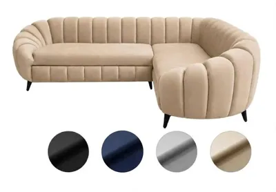 Zdjęcie produktu dla Narożnik Verno 270 x 210 cm, pianka HR45 i sprężyny Bonell, wolnostojący, nowoczesne pikowanie, beżowy
