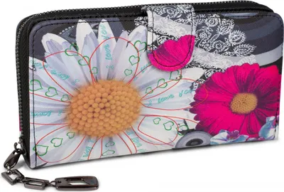 Produktbild von styleBREAKER Damen Geldbörse mit buntem Blumen Blüten Mandala Muster, Ethno Style, Reißverschluss, Portemonnaie 02040040