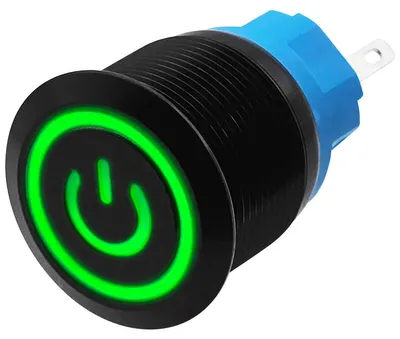 Produktbild von ProRide Metall-Drucktaster 22 mm 220 V ON/OFF, grüne LED, IP65