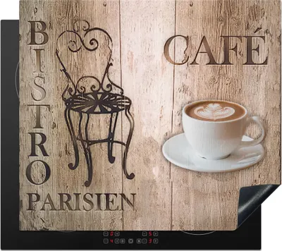Produktbild von KitchenYeah© Herdabdeckplatte Bistro Parisien - Café - Kaffee - Jahrgang , 60x52cm, Küche Deko, Glaskeramikkochfeld Herdabdeckung, Abdeckplatte fùr Kochfeld