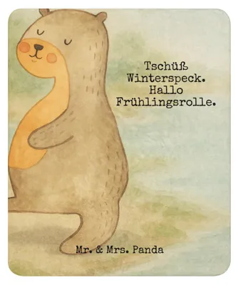 Produktbild von Mr. & Mrs. Panda Kuscheldecke Otter Bauch Design 130 x 155 cm - Weiß - Geschenk, Wohndecke, Tagesdecke, Plaid, Essen. Foodlover, Seeotter See, Sportmuffel, Decke