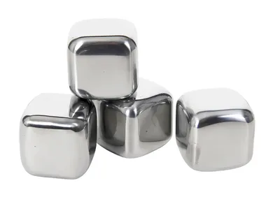 Produktbild von 4x EISWÜRFEL Set aus Edelstahl wiederverwendbar Whisky Steine Kühlsteine Dauereiswürfel Eis Cube Würfel 74
