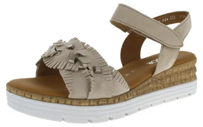 Produktbild von Gabor Damen Sandalen Keilabsatz Leder beige Klettverschluss 3,5 cm Absatz Gr. 40