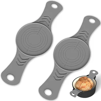 Produktbild von 2 Stück Silikon Backmatte für Dutch Oven mit langen Griffen (Dunkelgrau) – Wiederverwendbare Brotmatte für Brottopf & Backofen