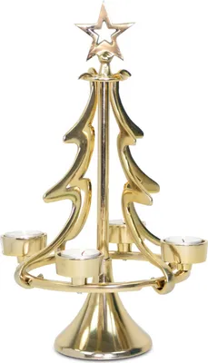 Produktbild von Riffelmacher Kerzenständer Weihnachtsbaum - Gold 22 x 37 cm | 24168 - Adventsdekoration