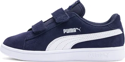 Productafbeelding van PUMA Smash v2, Tennisschoen, Uni, Zwart, Wit, Kinderen, Effen kleur, Sluiting met veterhaken