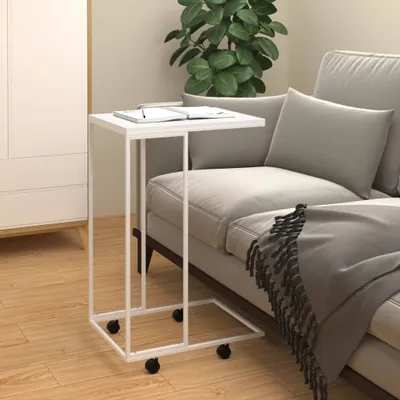 Zdjęcie produktu dla Maison Exclusive – stolik pomocniczy na kółkach, biały, 40 x 30 x 63,5 cm, materiał drewnopochodny