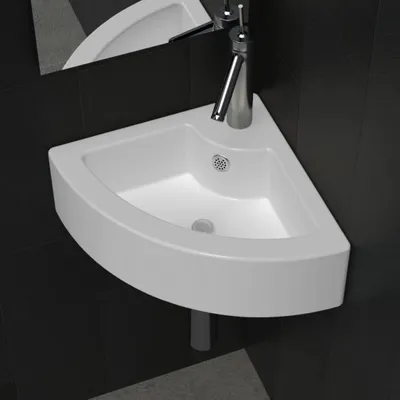 Image de Lavabo en céramique avec trop-plein pour salle de bain