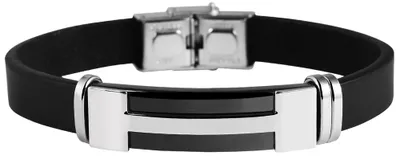 Produktbild von Akzent Armband aus Echtleder und Edelstahl in Schwarz