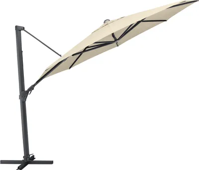 Produktbild von Kettler Easy Swing Ampelschirm 350 cm, UPF 50+, inkl. Abdeckhaube+ Schirmständer, anthrazit matt/natur, Aluminium/Polyester mit Polyurethan-Beschichtung