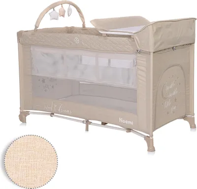 Obrázek produktu pro Cestovní postýlka a ohradka 2v1 Lorelli NOEMI PLUS FOG BEIGE STAR