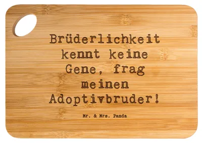 Produktbild von Mr. & Mrs. Panda Holzbrett Spruch Adoptivbruder Liebe - Transparent - Geschenk, Verwandte, Geschenke, Schneidebrett, Aufmerksamkeit, handgemacht, Frühstücksbrettchen