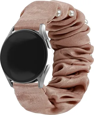 Produktbild von Strap-it Samsung Galaxy Watch 4 Classic 46mm Scrunchie Armband (Beige mit Perlen)