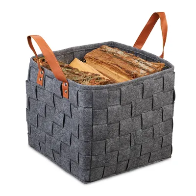 Produktbild von Relaxdays Filzkorb geflochten, Aufbewahrungskorb für Regale, 29x31x31 cm, bis 10 kg Traglast